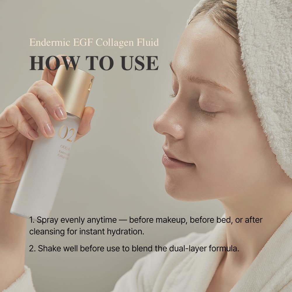 Mist spray action of ODEAR Endermic EGF Collagen Fluid for quick use.