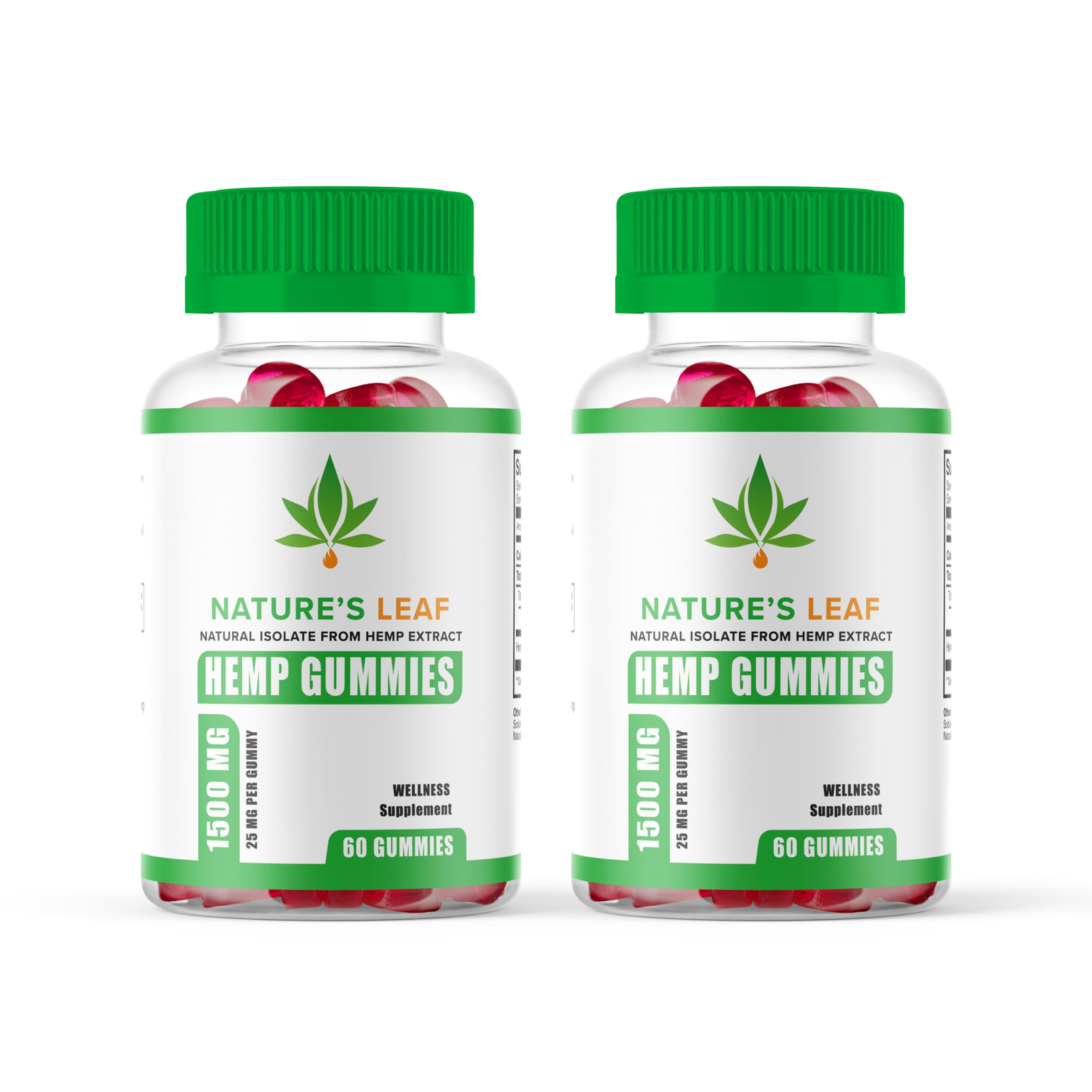 Official Nature's Leaf Hemp Gummies bottle—extra strength hemp oil for daily wellness.
