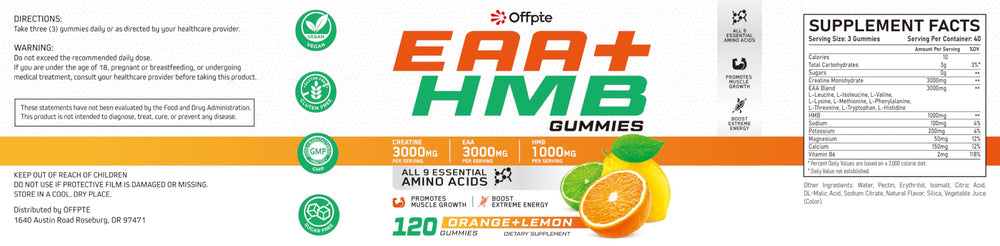 Daily serving of three OFFPTE EAA Gummies for workouts.