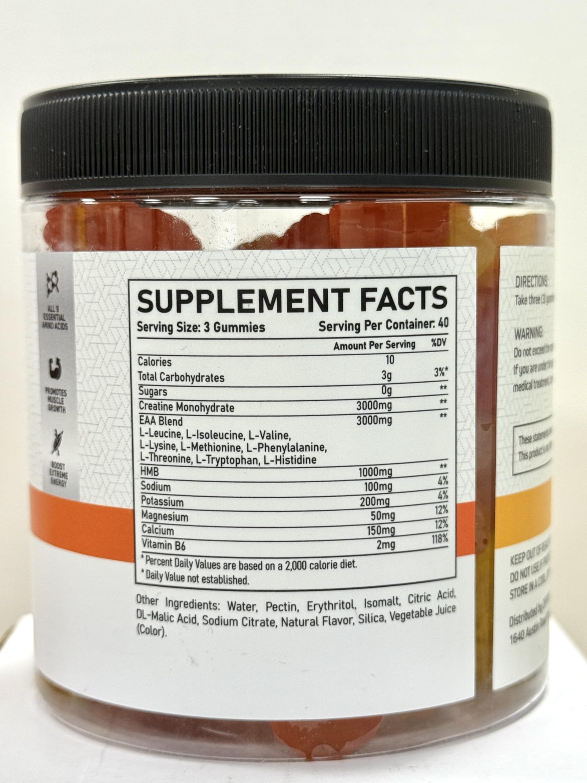 Sugar-free orange-lemon flavor profile of OFFPTE EAA Gummies.