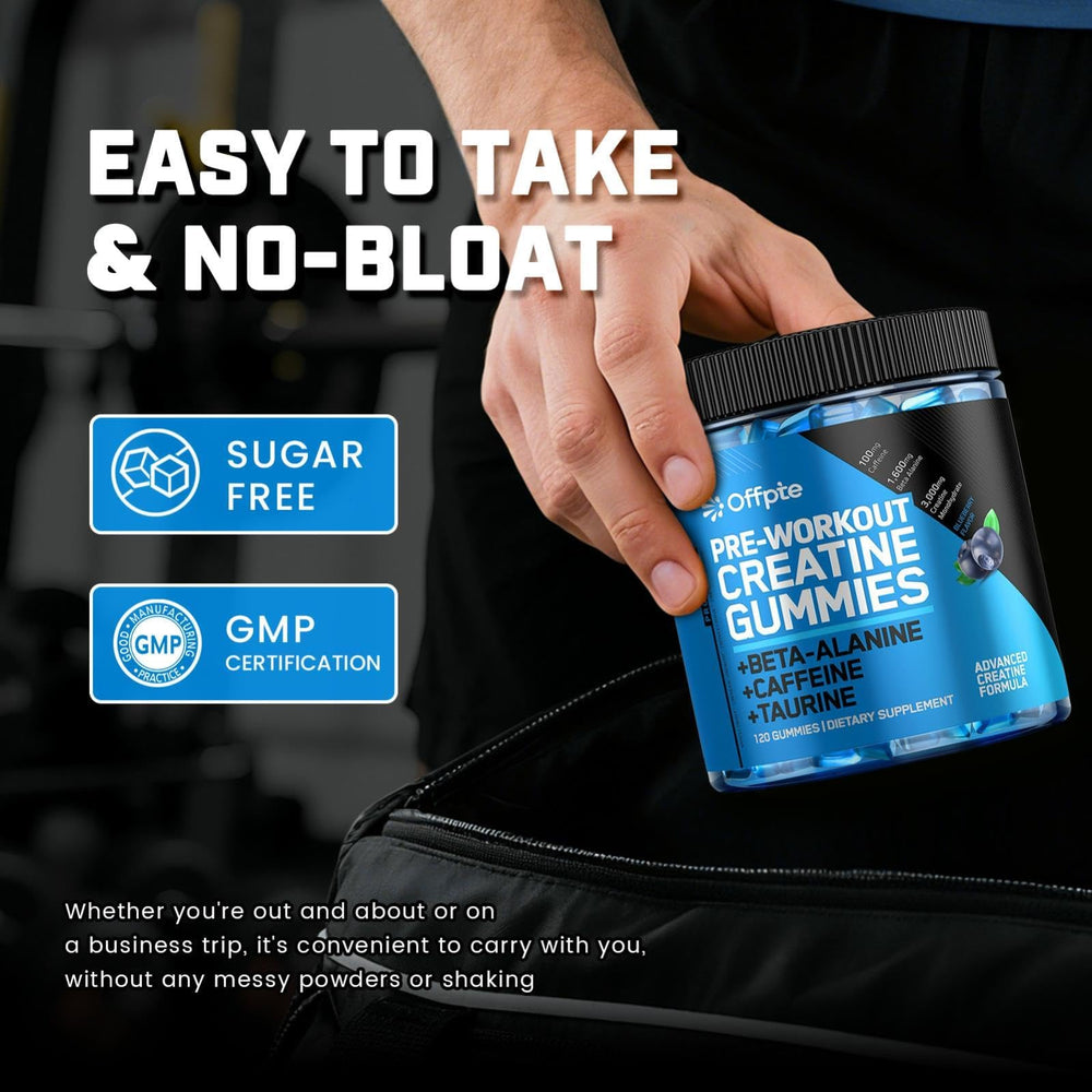 OFFPTE PreWorkout Gummies glass of water image conveys easy hydration-friendly energy.