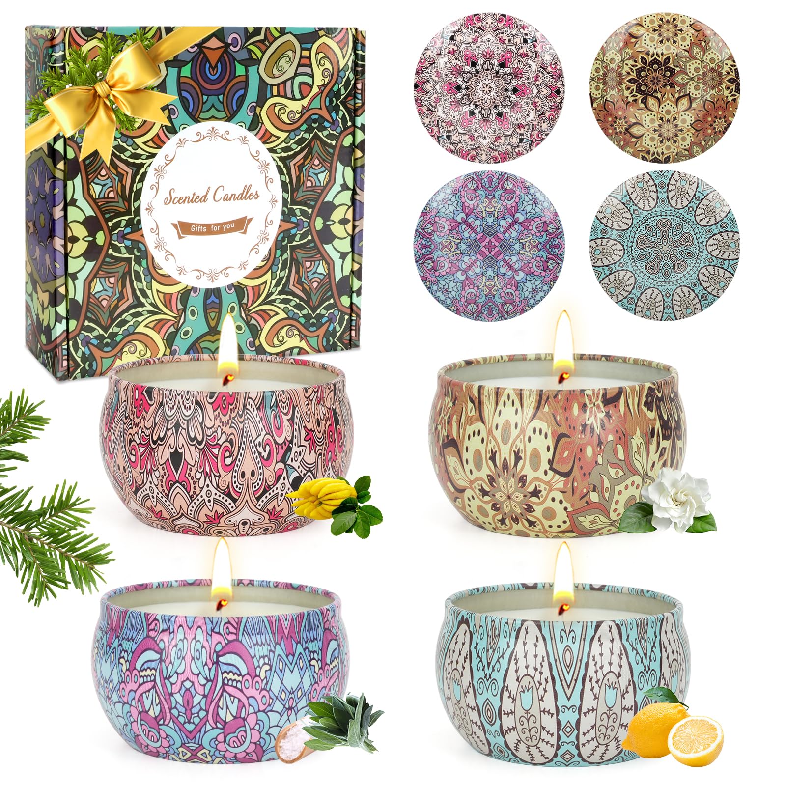 Ofun scented candles 4-pack gift box and packaging for elegant gifting