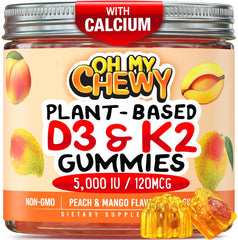 OH MY CHEWY center-filled Vitamin D3 K2 calcium gummies bottle for daily wellness