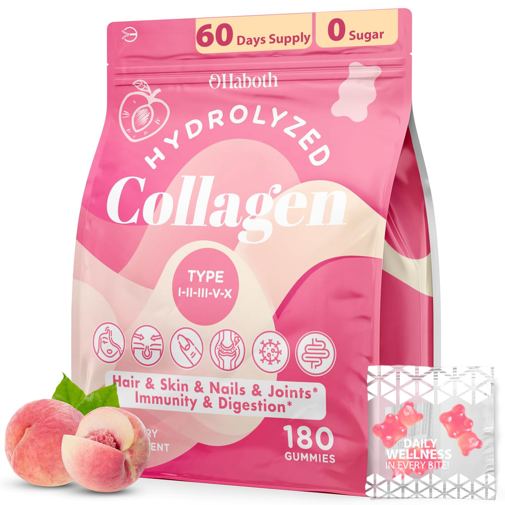 OHaboth collagen gummies bottle for daily skin and hair support.