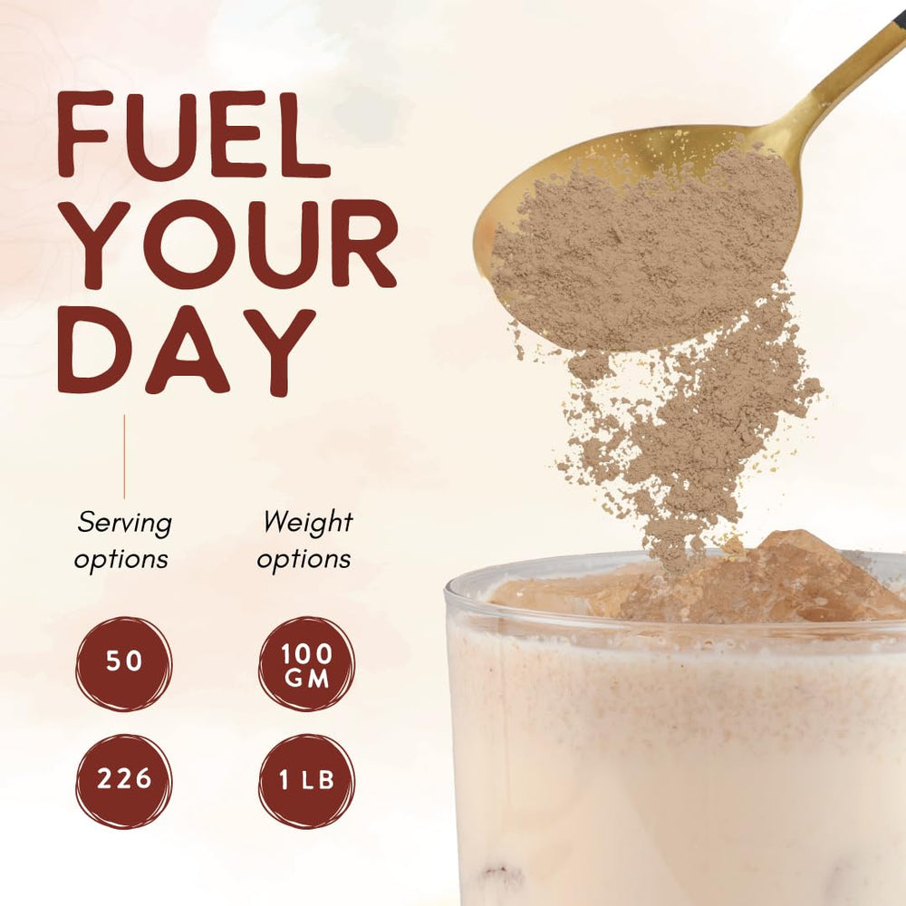Ohana Agaricus Blazei powder with scoop demonstrates simple daily dosing