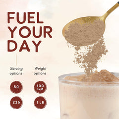 Ohana Agaricus Blazei powder with scoop demonstrates simple daily dosing
