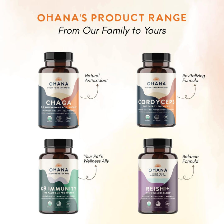 Ohana Cordyceps non-GMO badge highlighting clean sourcing.