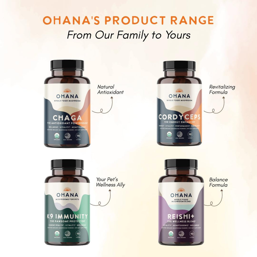 Ohana Cordyceps non-GMO badge highlighting clean sourcing.
