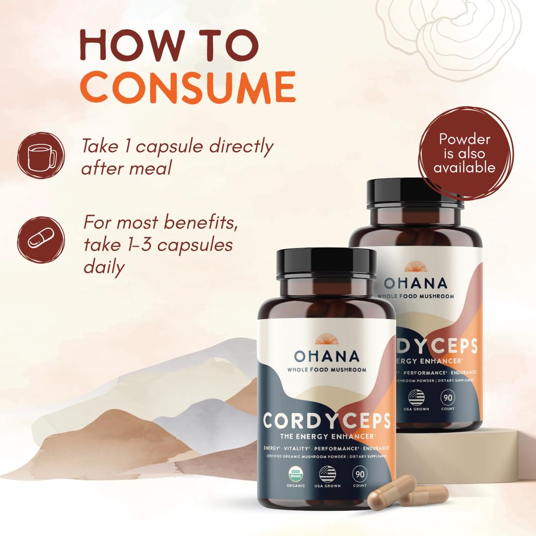 Ohana Cordyceps powder container, convenient daily-use option.