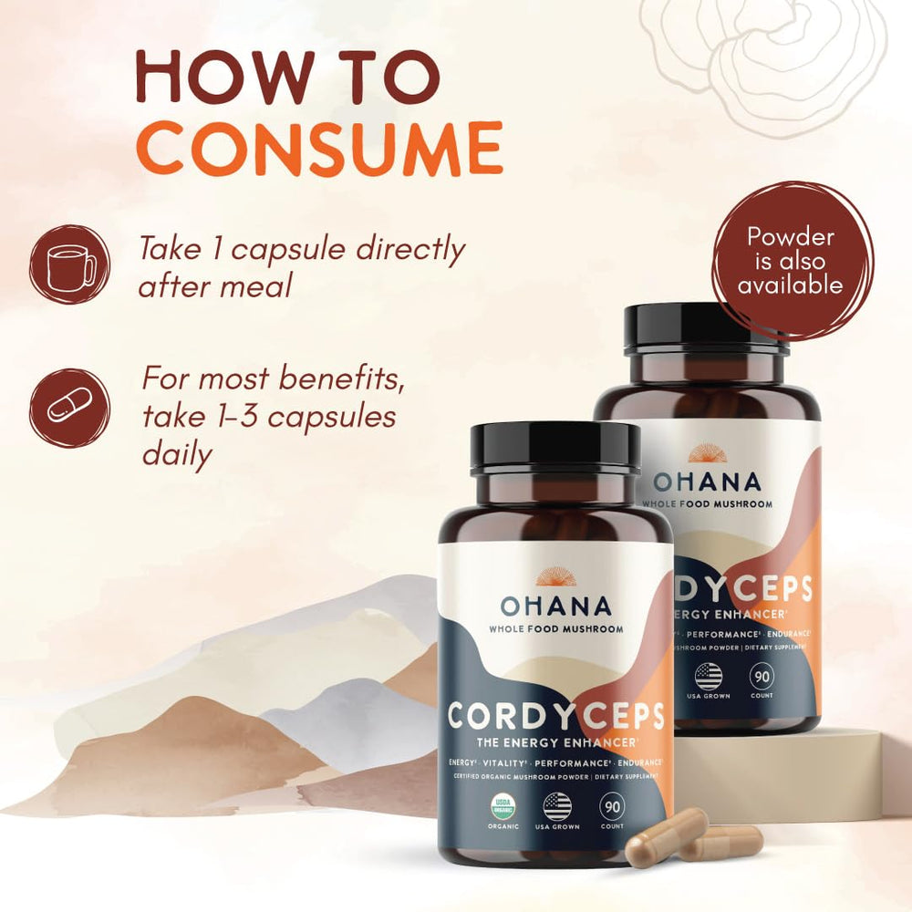 Ohana Cordyceps powder container, convenient daily-use option.