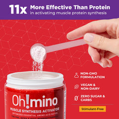 Ohmino Essential Amino Acids Berry Blast mixed-glass demonstrates steady flavor without caffeine