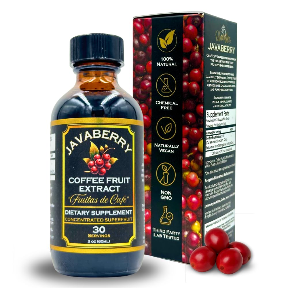 OhmYes Javaberry bottle pour-top promotes natural energy and focus.