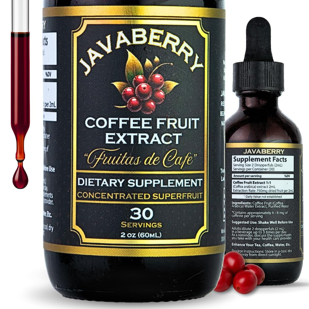 OhmYes Javaberry coffee fruit extract bottle showing natural energy support.