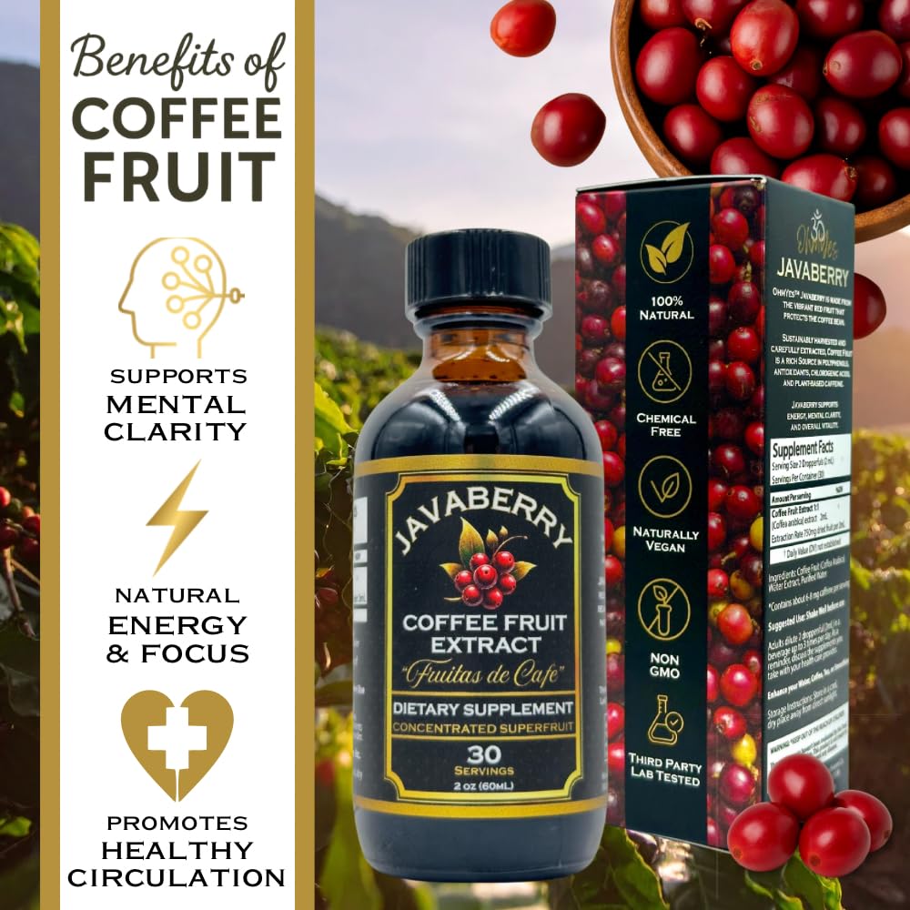 OhmYes Javaberry close-up of coffee fruit extract highlighting antioxidant power.