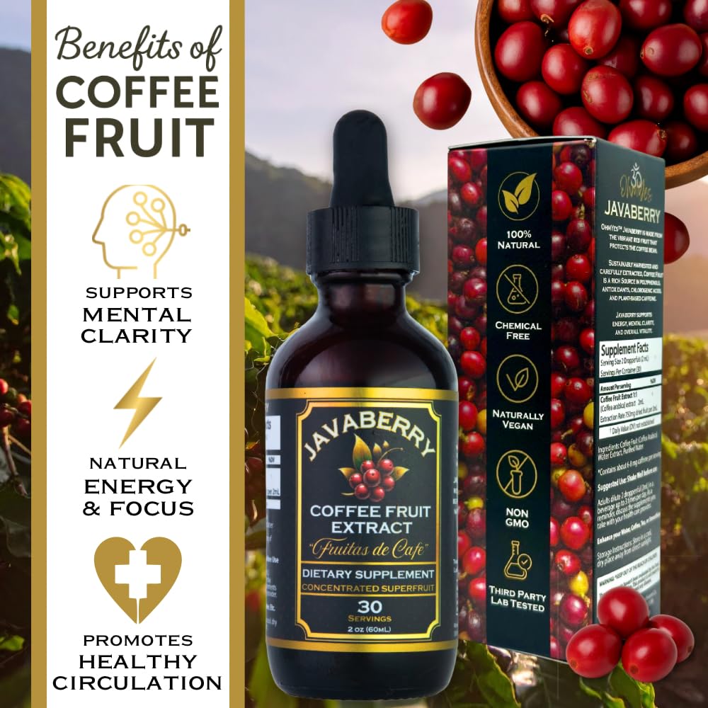 Dropper releasing Javaberry liquid drops for focused use.