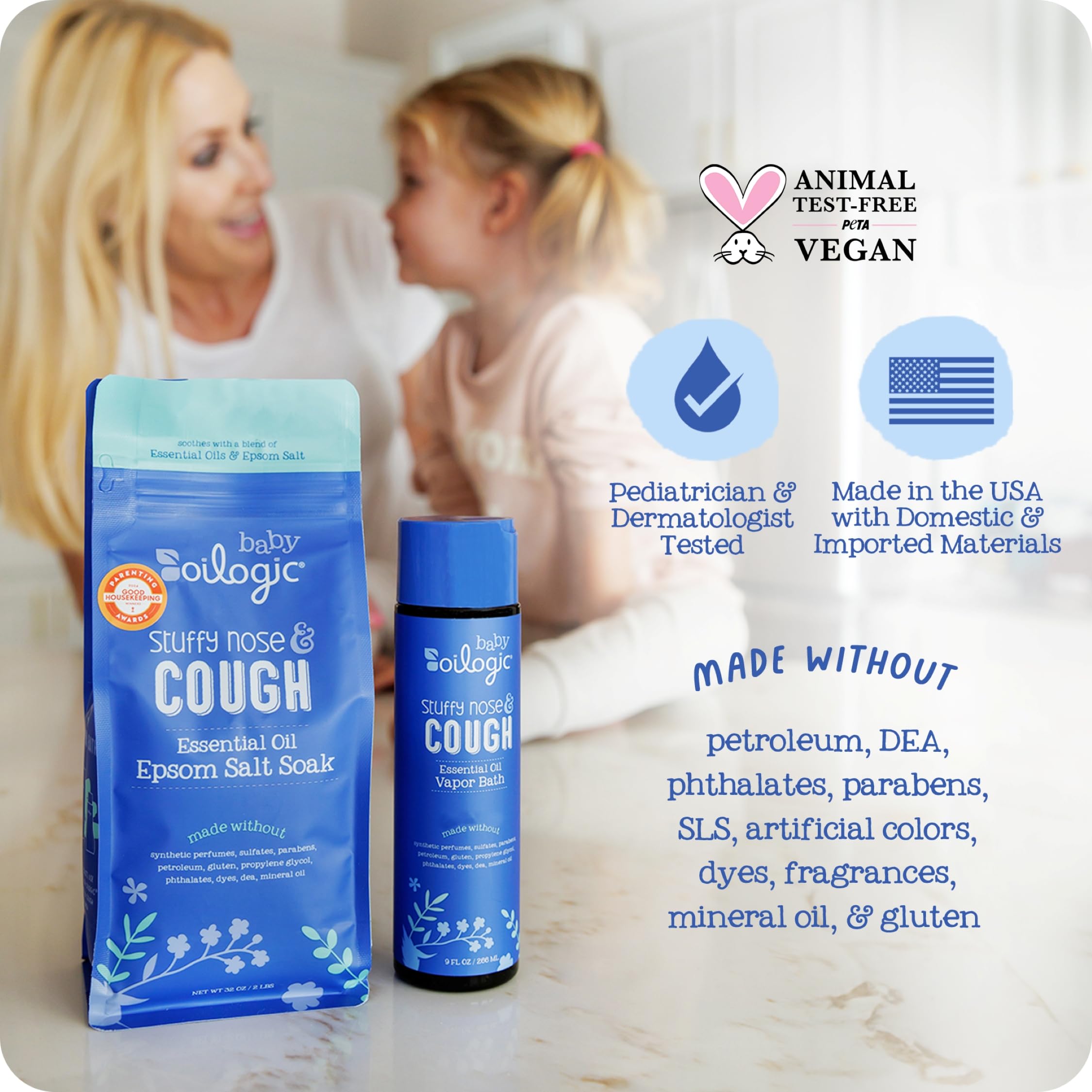 Oilogic Baby Bath Essentials Bundle ready for a calming bath routine.