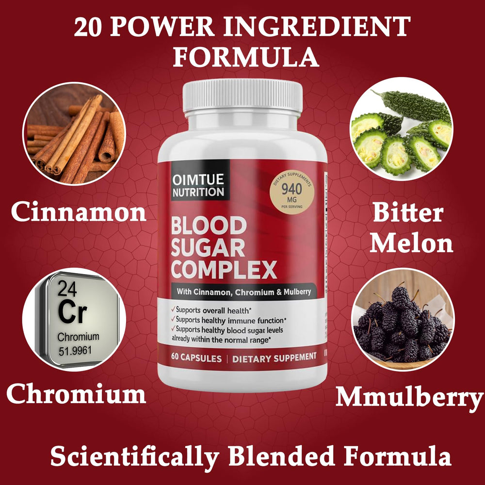 OIMTUE Blood Sugar Complex capsules in hand suggesting easy daily support