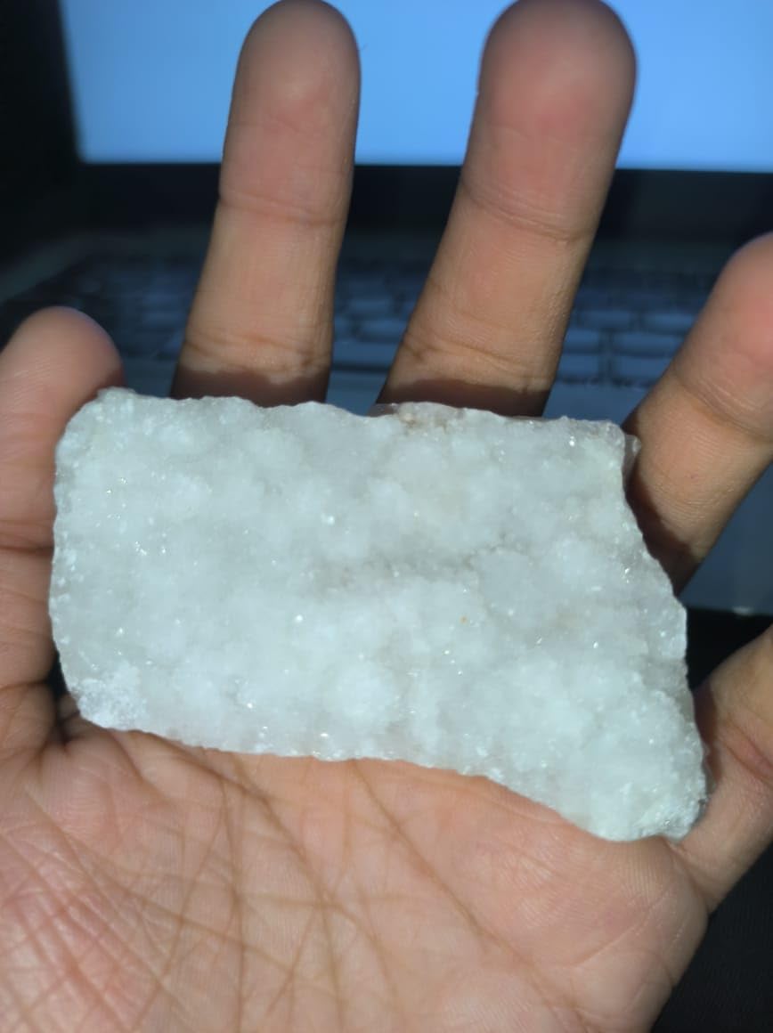 Okenite Druzy Crystal Cluster decorative piece promotes tranquility in living spaces.