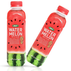 OKF Watermelon Aloe Vera Drink bottle pours, a refreshing hydration moment