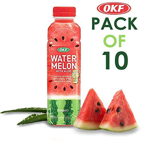 Chilled OKF Watermelon Aloe Vera Drink stored in the fridge
