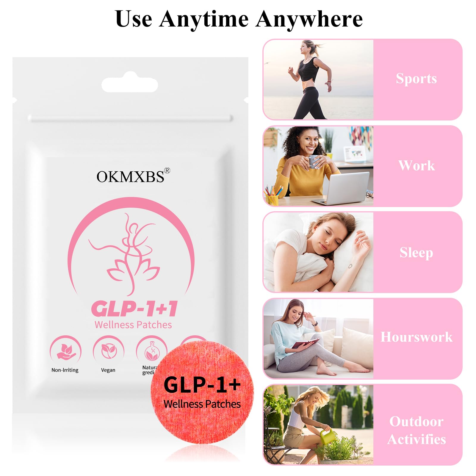 OKMXBS GLP-1 Patch eight-hour wear enables discreet daily use.
