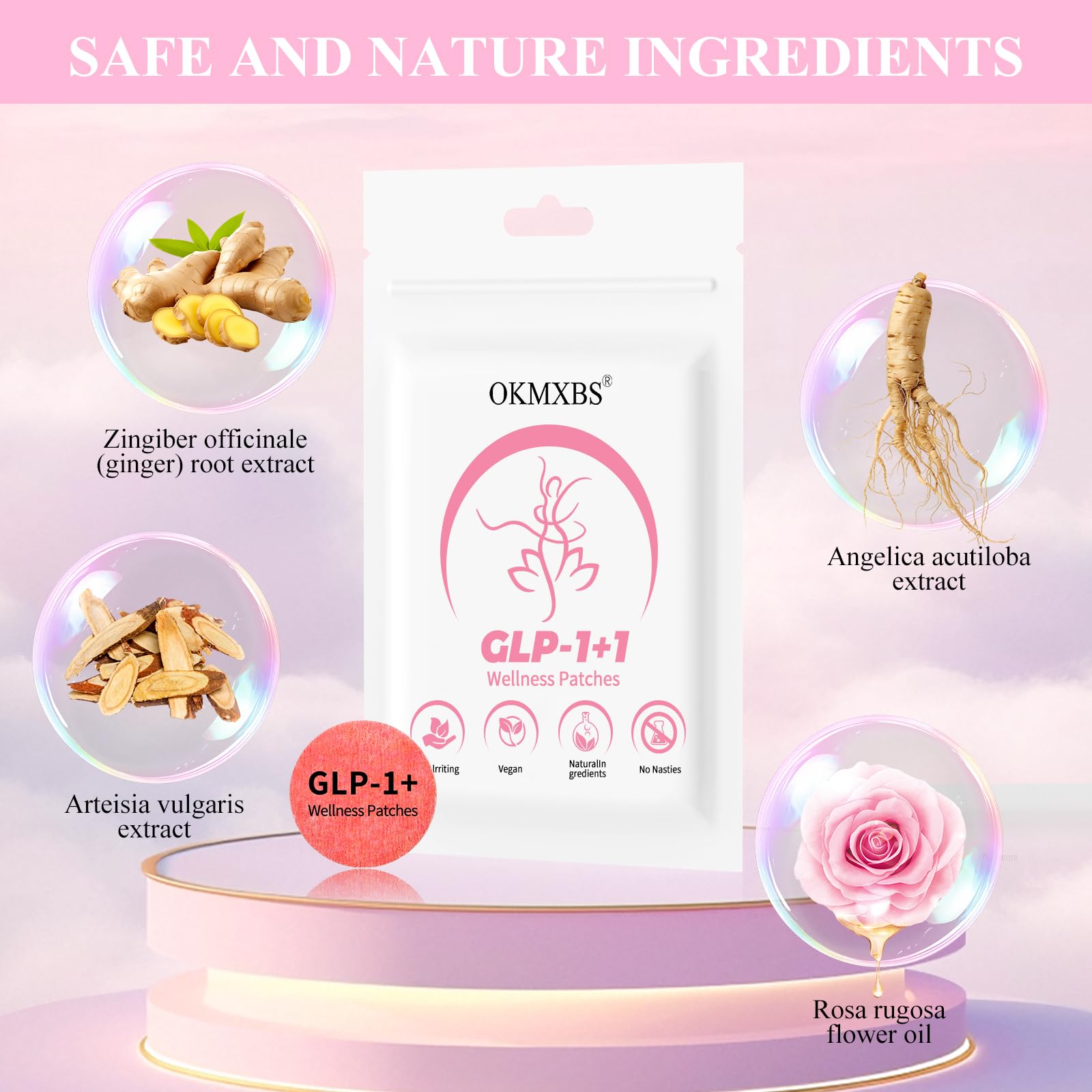 OKMXBS GLP-1 Patch application area shows versatile placement on the body.