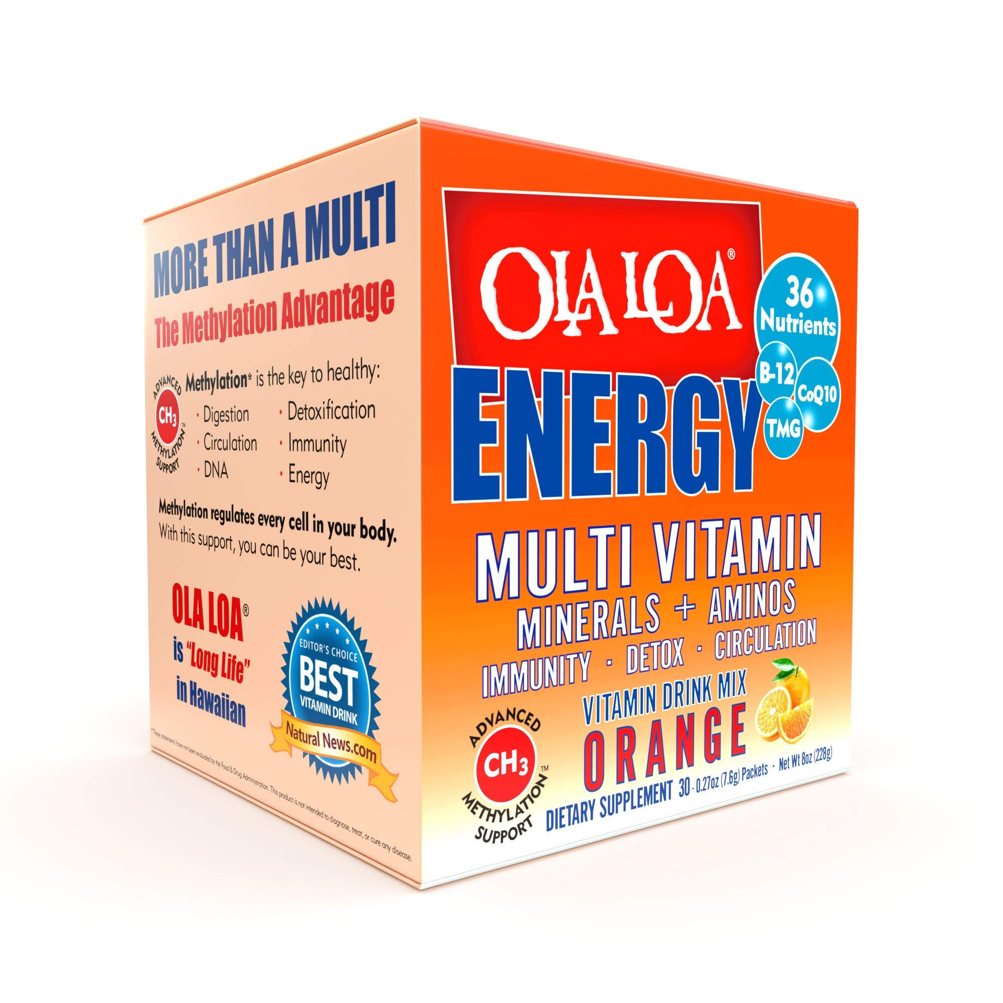 Ola Loa Energy Orange packets for convenient daily vitamins on the go