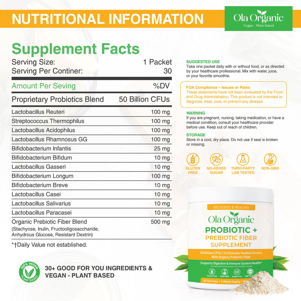 Ola Organic measuring spoon ready to portion probiotic powder
