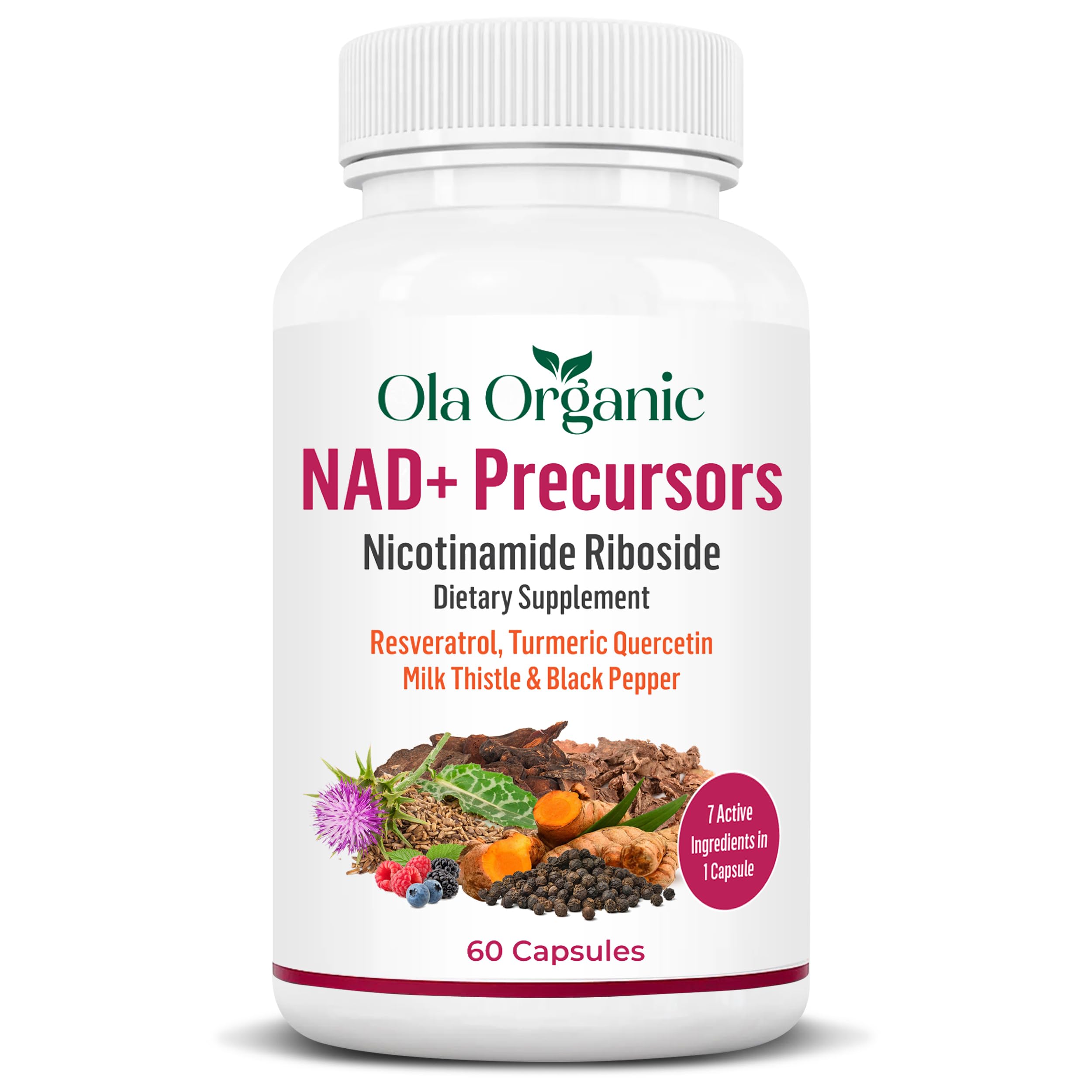 Ola Organic NAD+ bottle on desk suggests daily energy support.