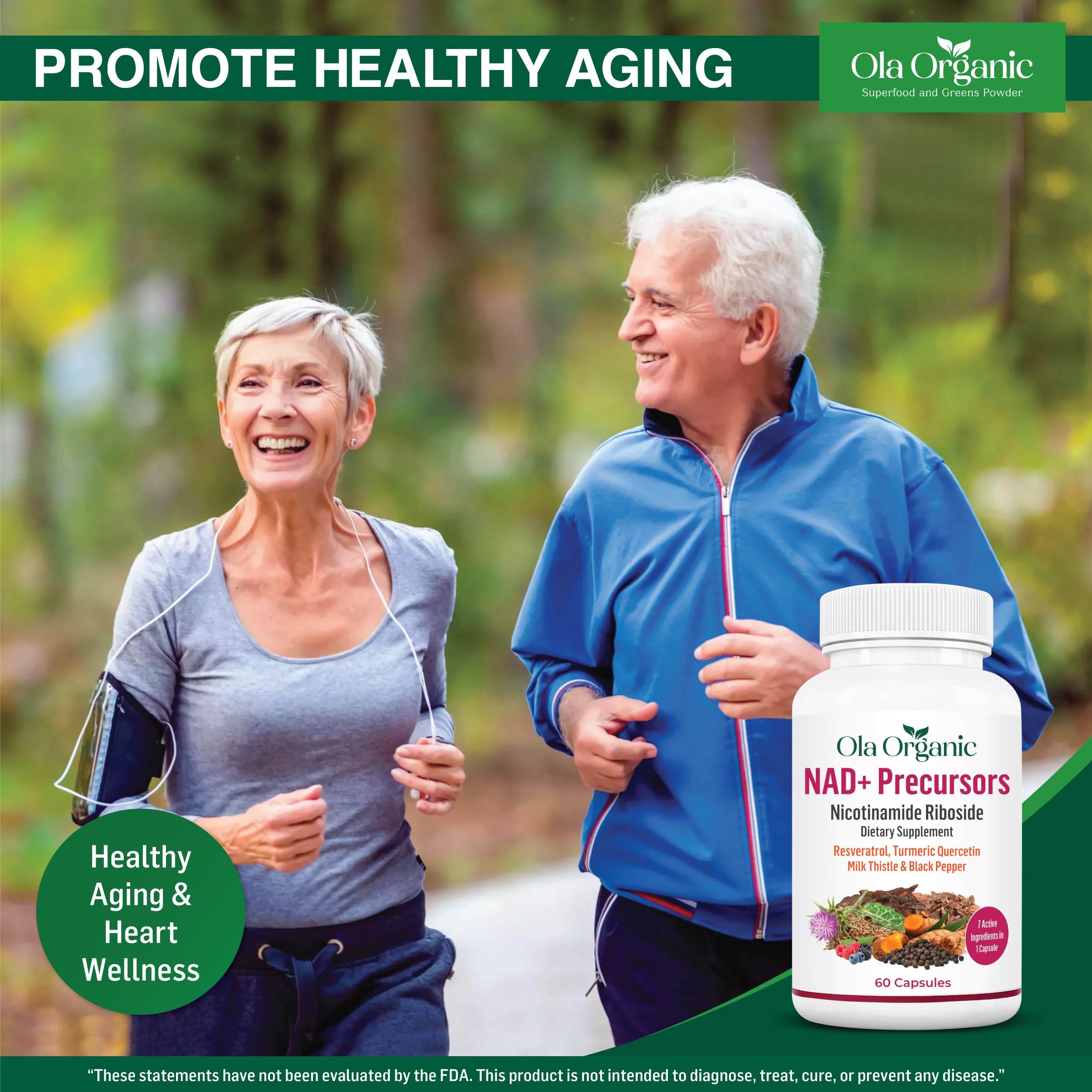 Ola Organic NAD+ milk thistle seeds symbolize detox support.