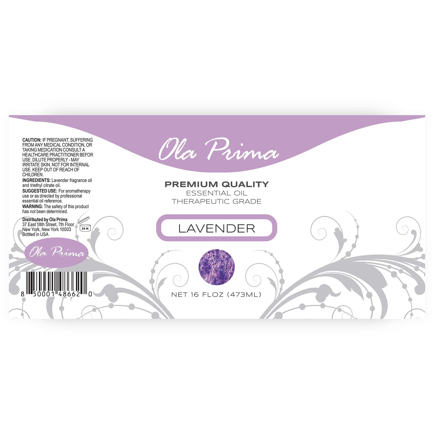 Ola Prima Lavender Oil for Diffuser image, suggests easy diffusion and calming scents.