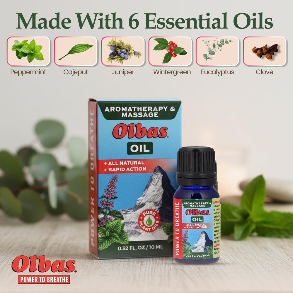 Inhalation use of Olbas oil for quick respiratory comfort.