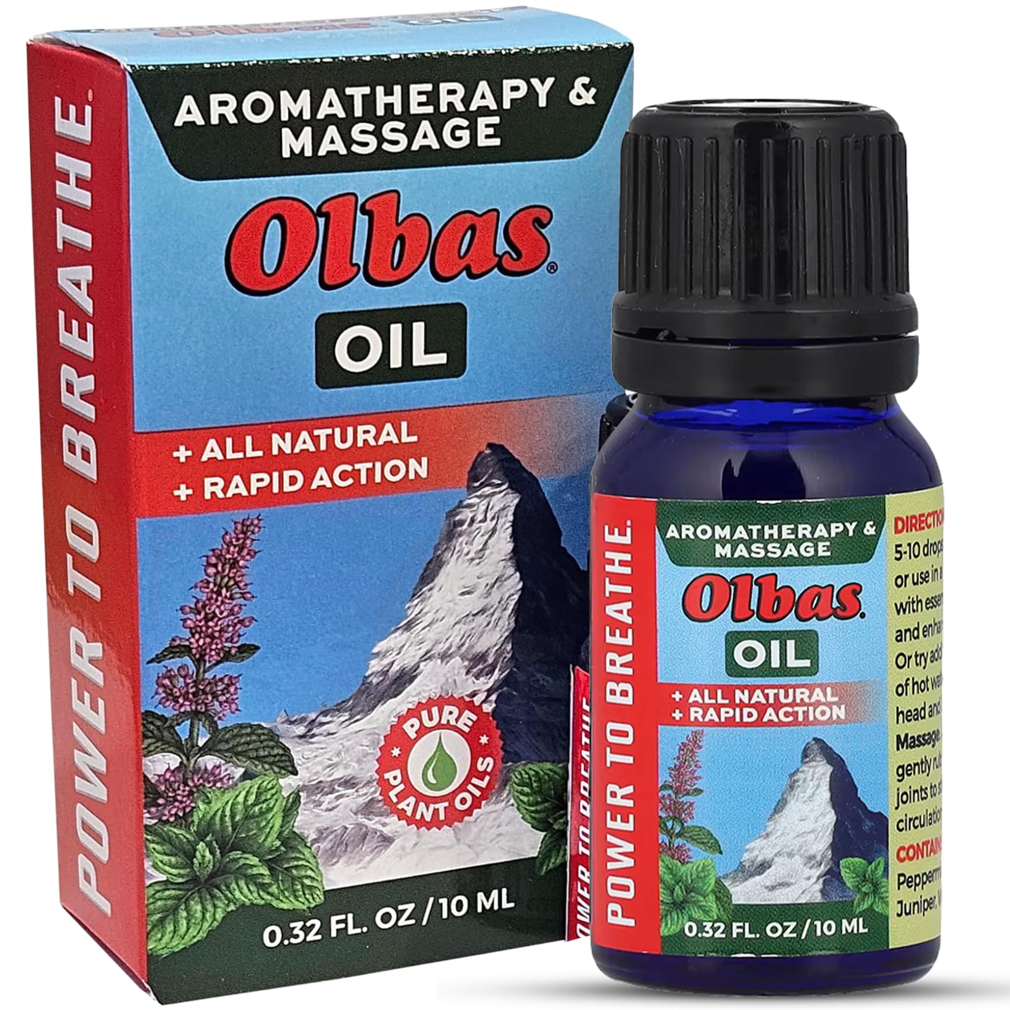 Olbas massage oil bottle pour showing easy application for muscle relaxation.