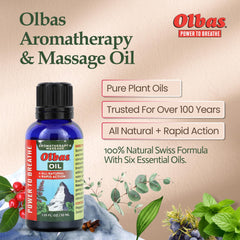 Olbas massage oil hands application showing easy, targeted relief.