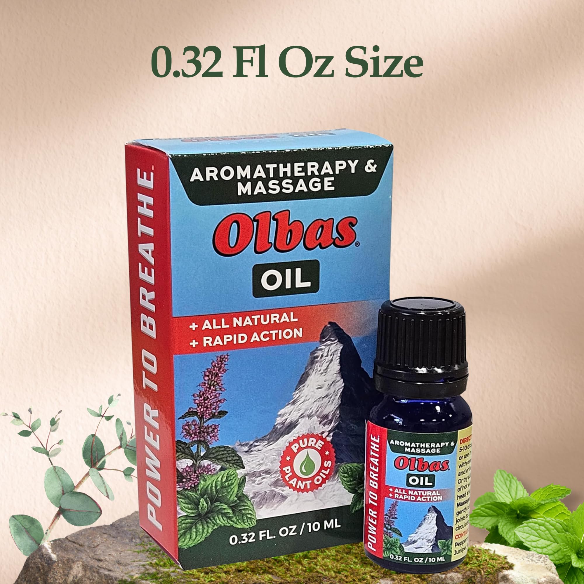 Pure essential oil blend in Olbas bottle emphasizing natural wellness.