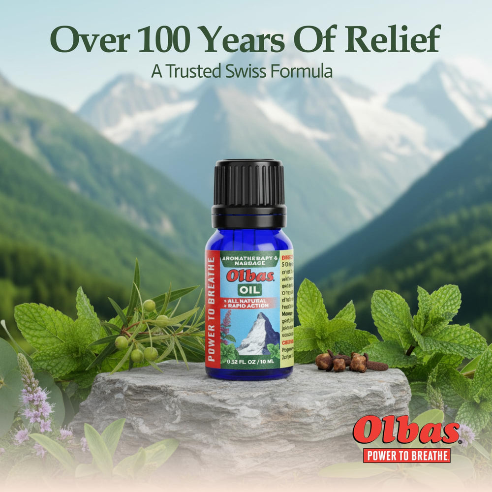 Single package of Olbas oil ready for home spa routine.