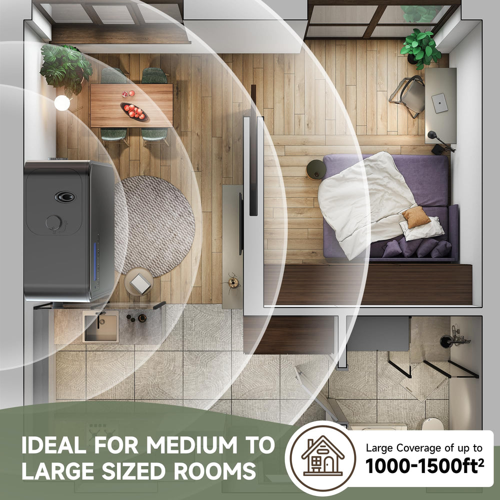 OLFANIX diffuser covers up to 2500 sq ft for large rooms.