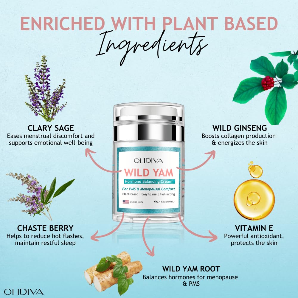 Olidiva Wild Yam Cream day use promotes daytime comfort