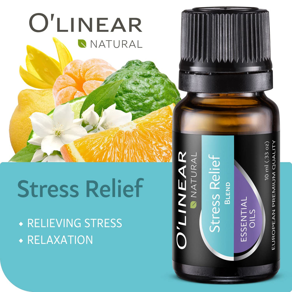 Close-up of O'Linear essential oil bottles for pure diffusion-ready blends.