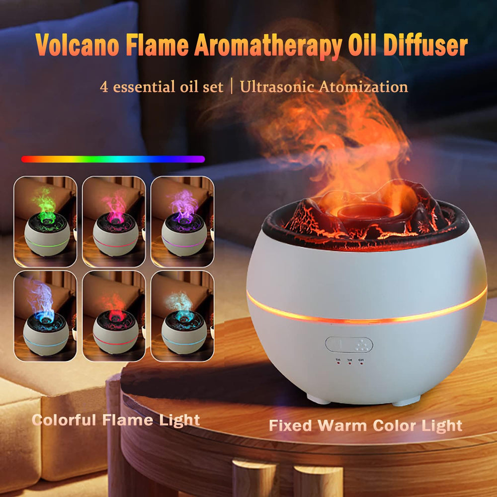 OLINLIFE Volcano Diffuser 7-color LED creates mood lighting.