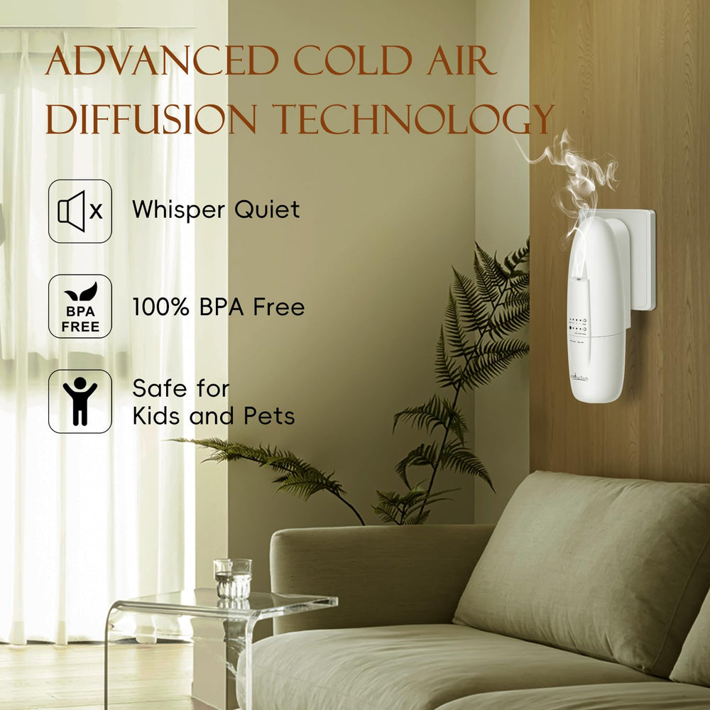OliveTech diffuser rotation plug 90 degrees saves space in vertical or horizontal outlets.