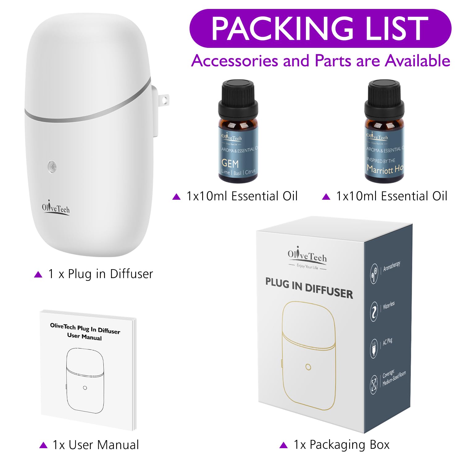 OliveTech BPA-free materials ensure safe family-friendly aroma diffusion.