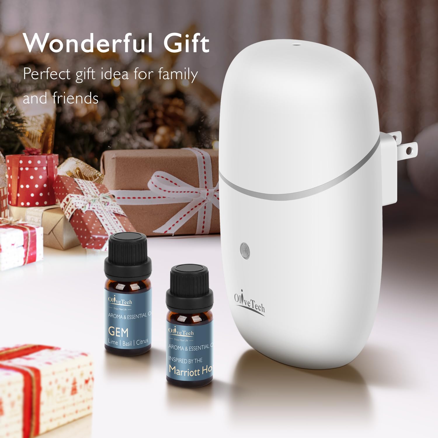 OliveTech hotel collection fragrance oil bottle emphasizes premium scent.