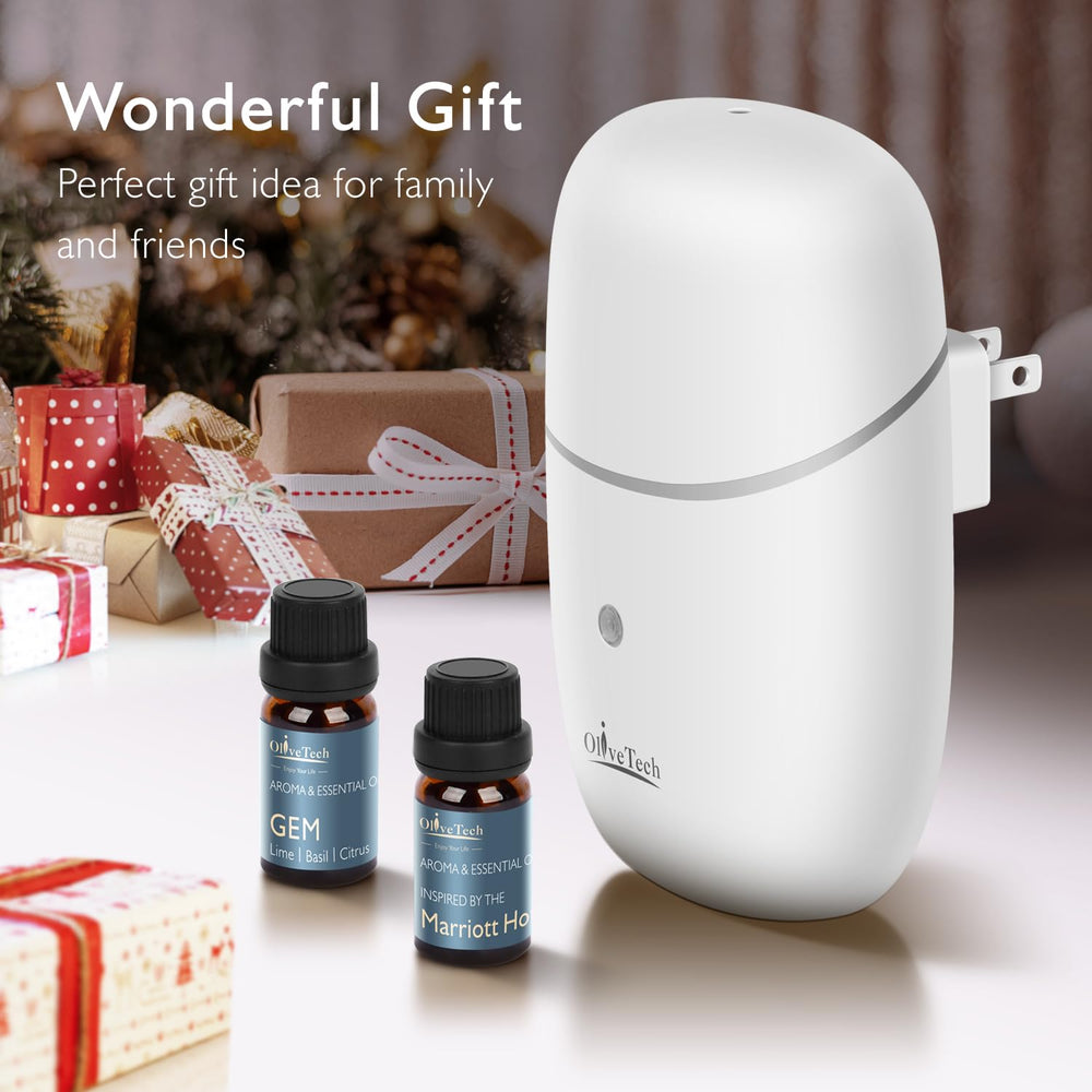 OliveTech hotel collection fragrance oil bottle emphasizes premium scent.