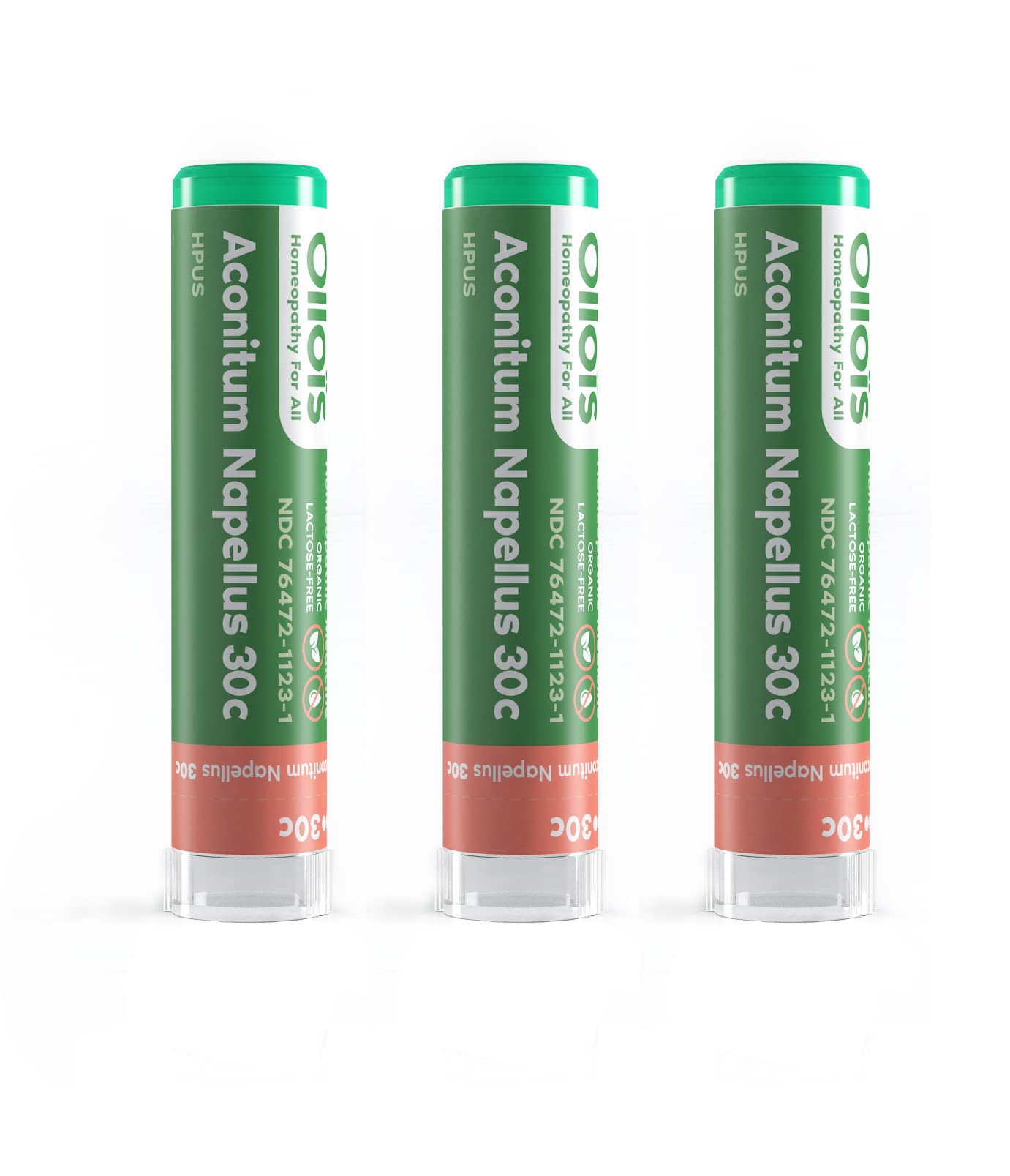 OLLOÏS Aconitum Napellus 30C bottle shows organic, lactose-free homeopathy for daily use.