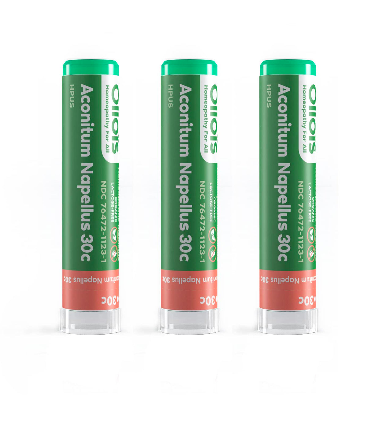 OLLOÏS Aconitum Napellus 30C bottle shows organic, lactose-free homeopathy for daily use.