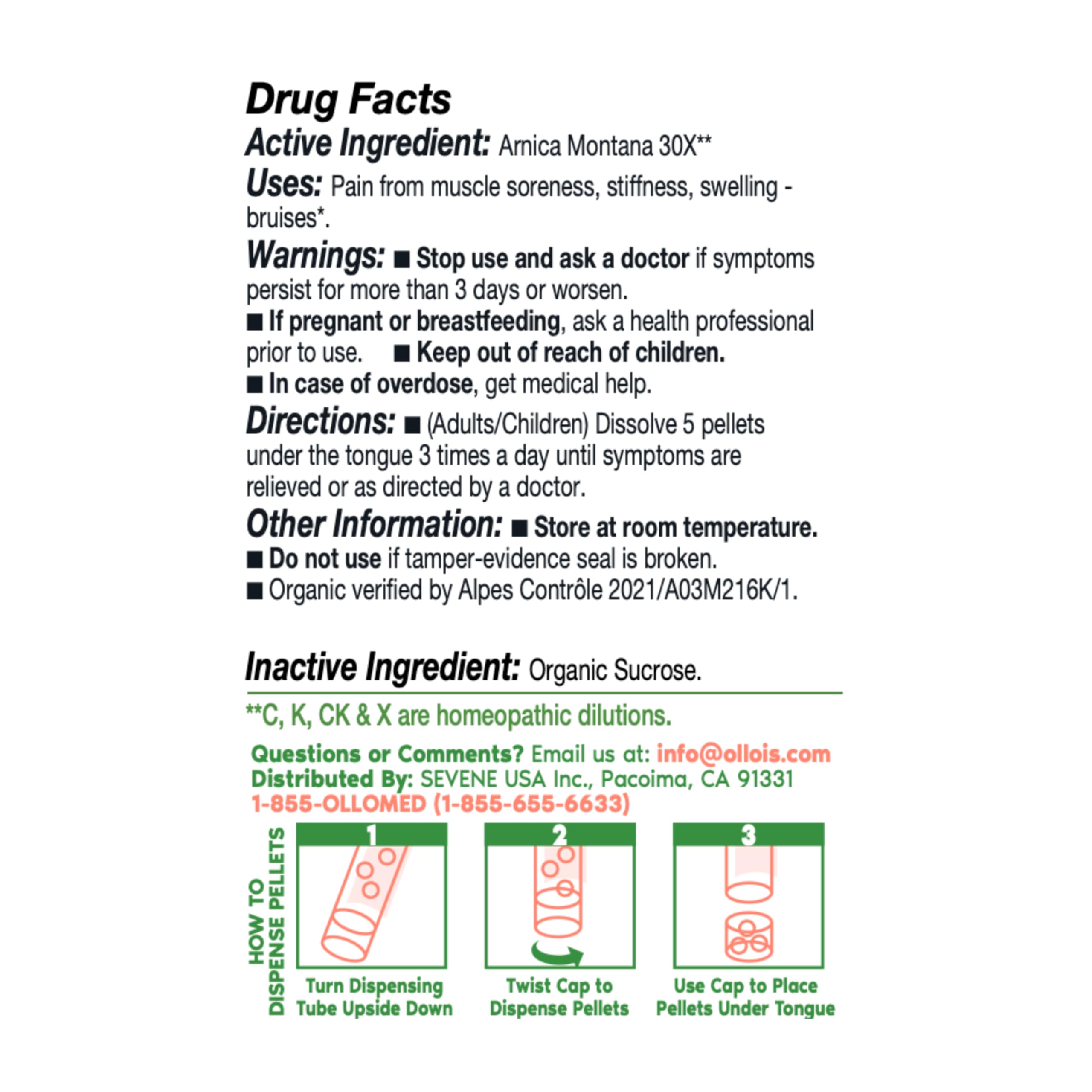 OLLOIS Arnica Montana tube showing organic label for trusted pain support