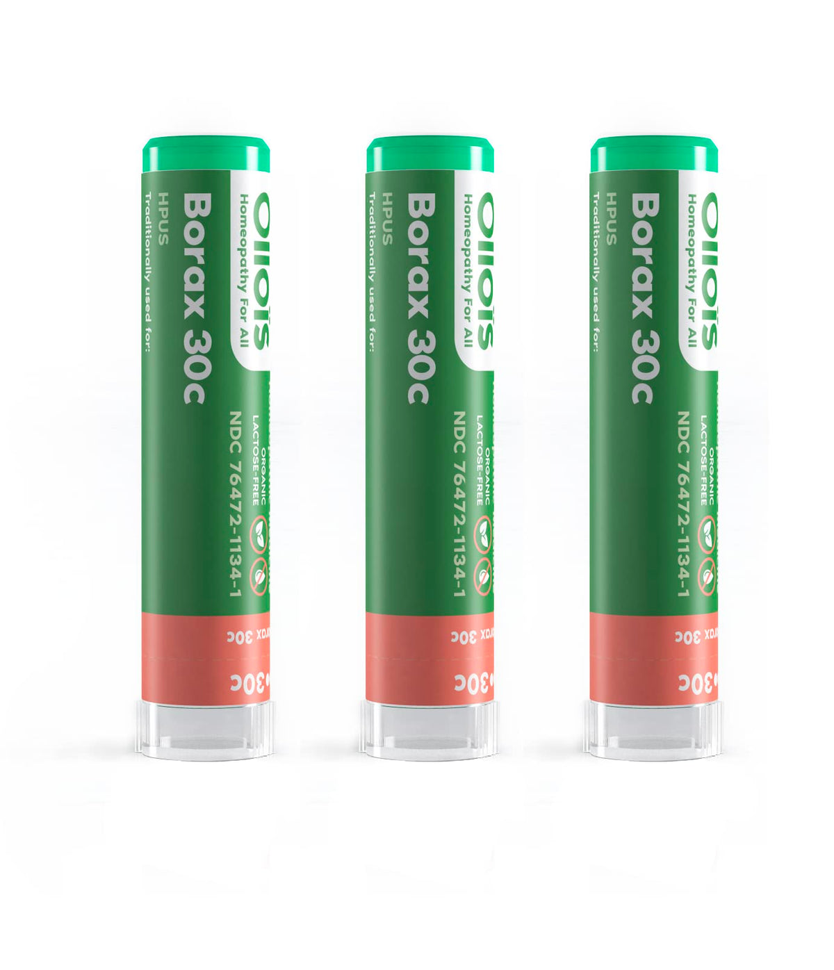 OLLOÏS Borax 30c organic bottle with label, lactose-free homeopathic option for routine care.