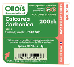 OLLOÏS Calcarea Carbonica 200ck pellets closeup highlighting lactose-free formulation for sensitive diets