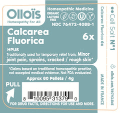 OLLOÏS Calcarea Fluorica bottle close-up highlighting organic certification for homeopathic use